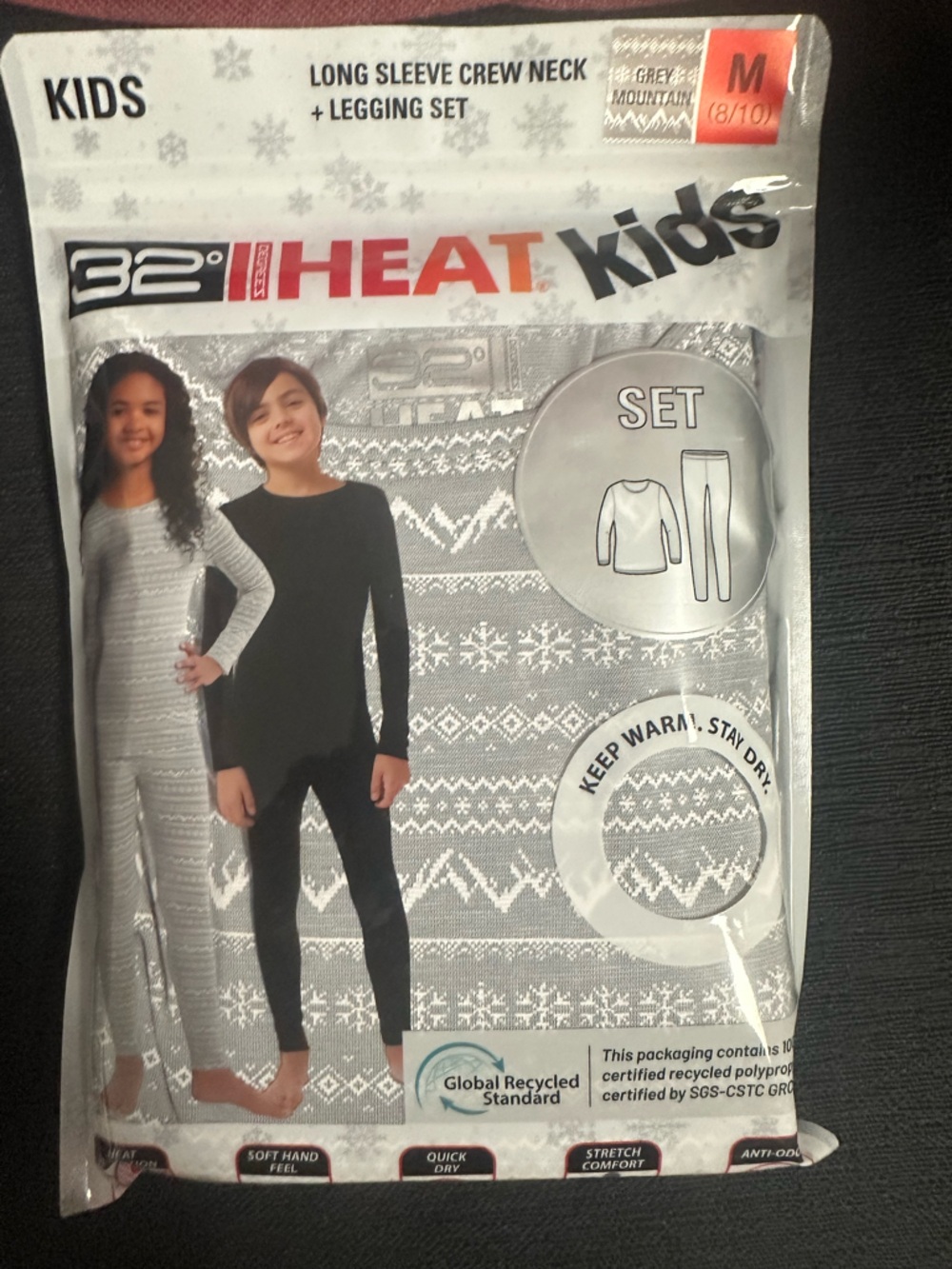 32 Degrees Kids Thermal Set - Black & Gray